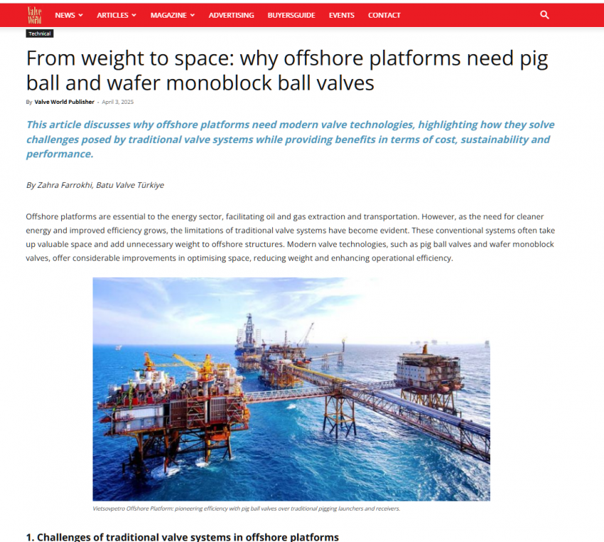 Our latest article “from weight to space: why offshore platforms need pig ball and wafer monoblock ball valves” Our latest article “from weight to space: why offshore platforms need pig ball and wafer monoblock ball valves”